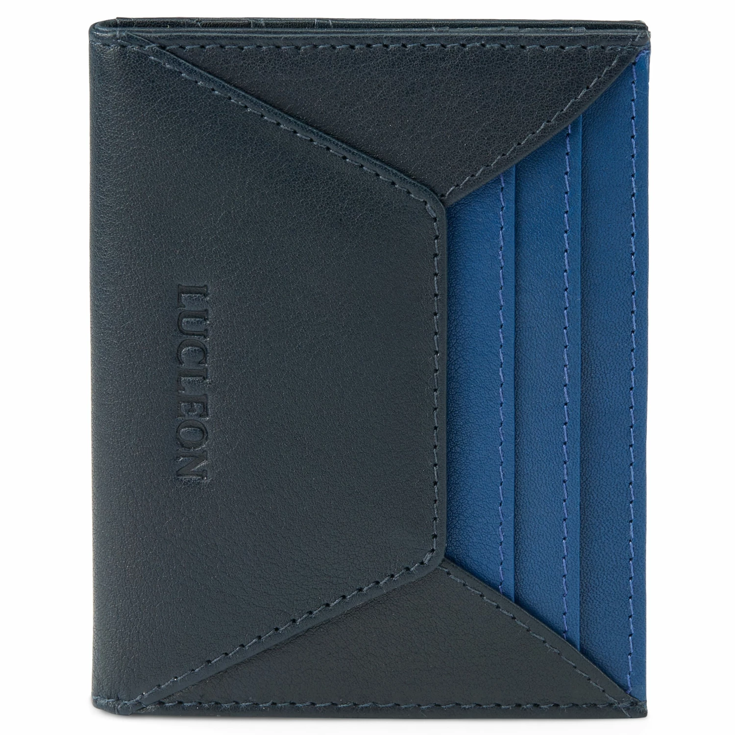 Lucleon Lincoln | Black & Blue Leather RFID-Blocking Card Holder 2 Lucleon Lincoln | Black & Blue Leather RFID-Blocking Card Holder - Image 2