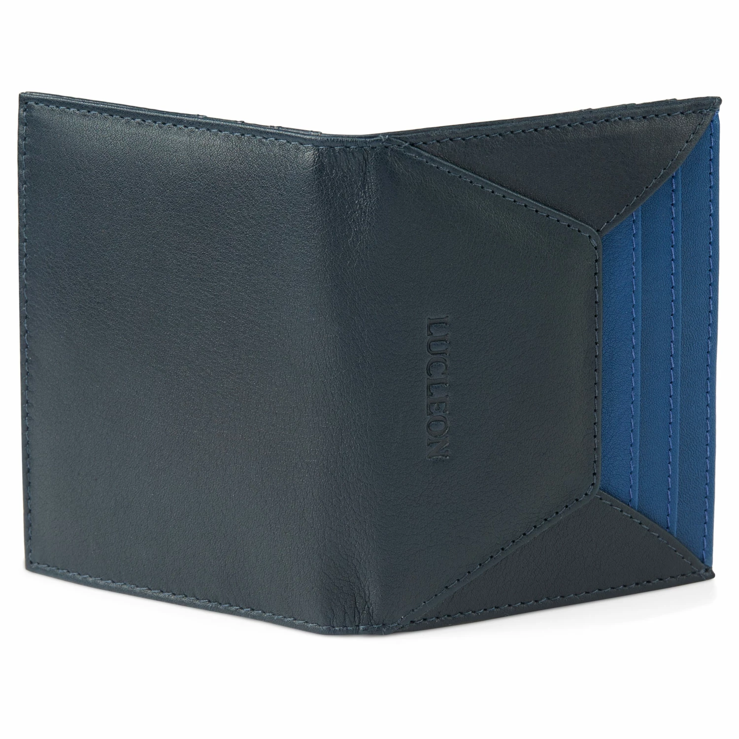 Lucleon Lincoln | Black & Blue Leather RFID-Blocking Card Holder 5 Lucleon Lincoln | Black & Blue Leather RFID-Blocking Card Holder - Image 5