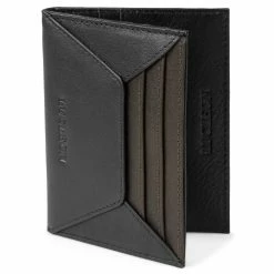 Lucleon Lincoln | Black & Dark-Brown Leather RFID-Blocking Card Holder