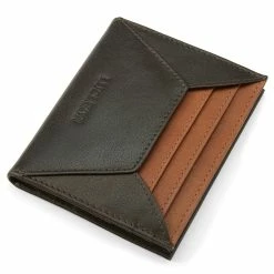 Lucleon Lincoln | Dark-Brown & Tan Leather RFID-Blocking Card Holder -MEN WALLETS store lorenblktan6 scaled